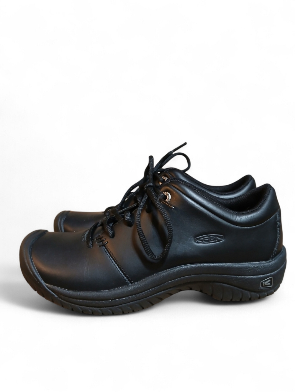 EUC Keen Black Women's Size 7 Slip And Oil Resistant Leather Lace-Up Oxford - Picture 5 of 10